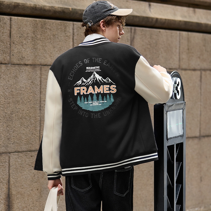 唐狮男秋季新款25年棒球服外套男士撞色设计感棒球领时尚休闲上衣