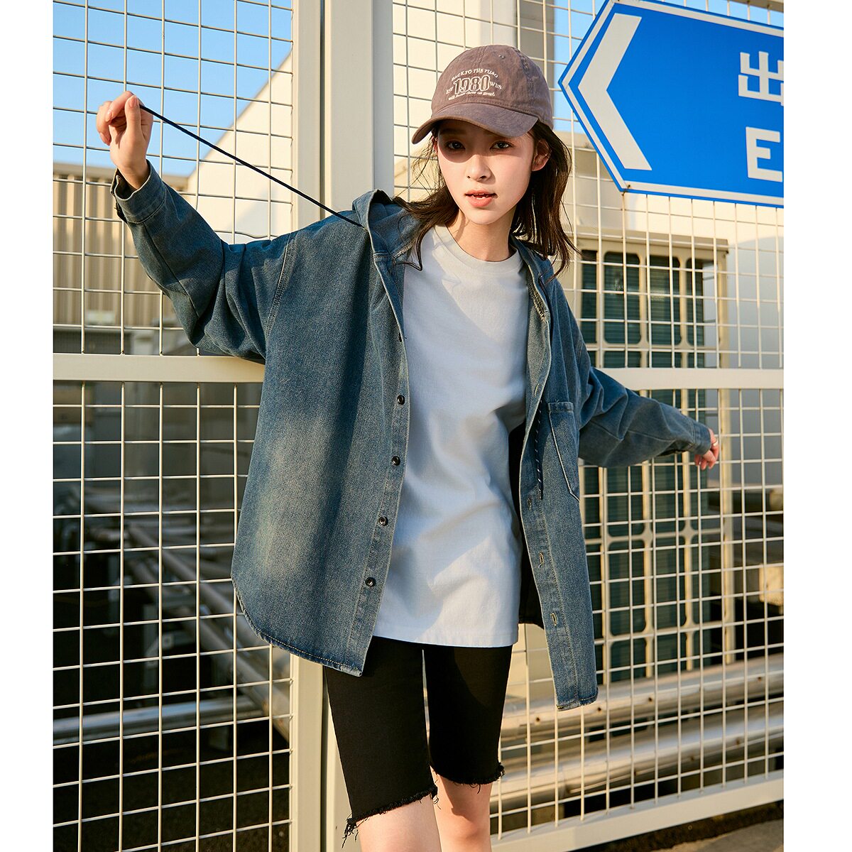 唐狮官方正品女2026新款旗舰女装店商场同款衬衫女长袖牛仔连帽