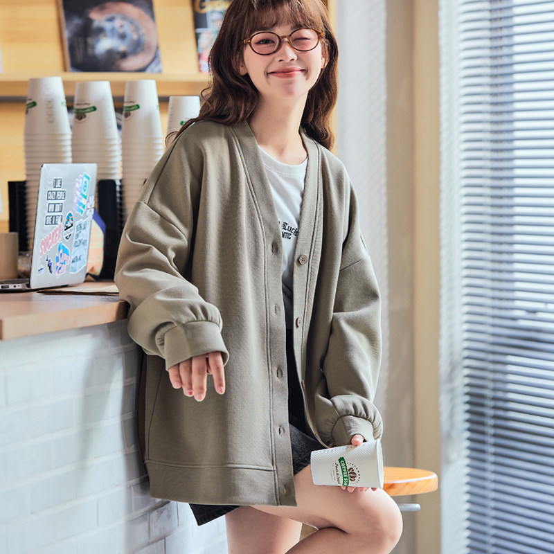 唐狮2026秋季新款外套女棒球服针织开衫短款V领针织开衫短款外套z