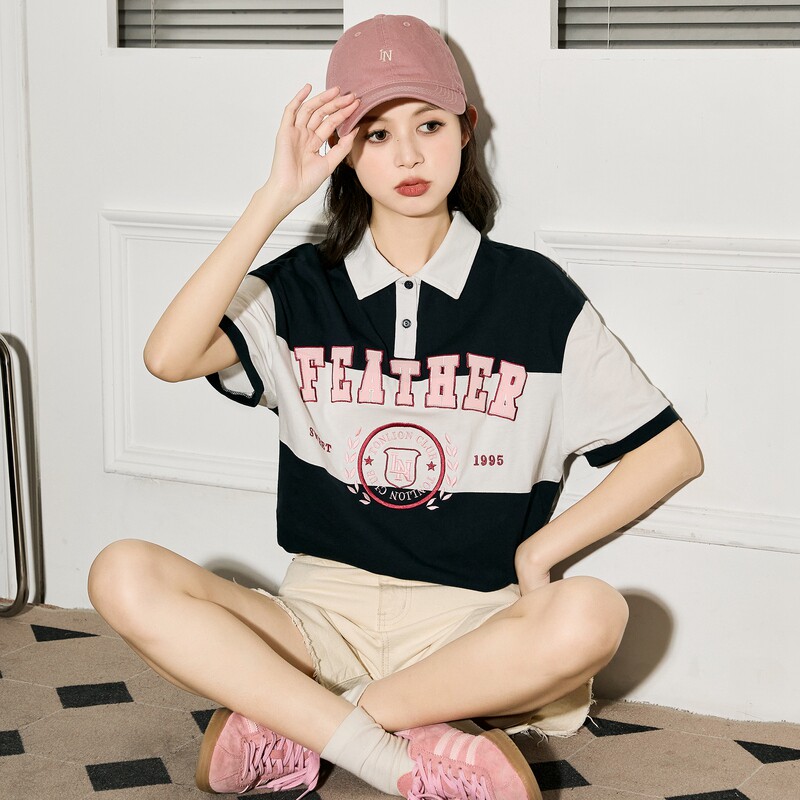 唐狮早春新款短袖polo衫女2026夏季美式复古设计感打底t恤上衣潮