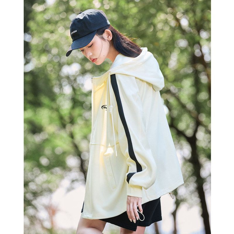 唐狮外套女卫衣开衫2026秋季运动休闲连帽上衣拉链帽衫撞色外套k