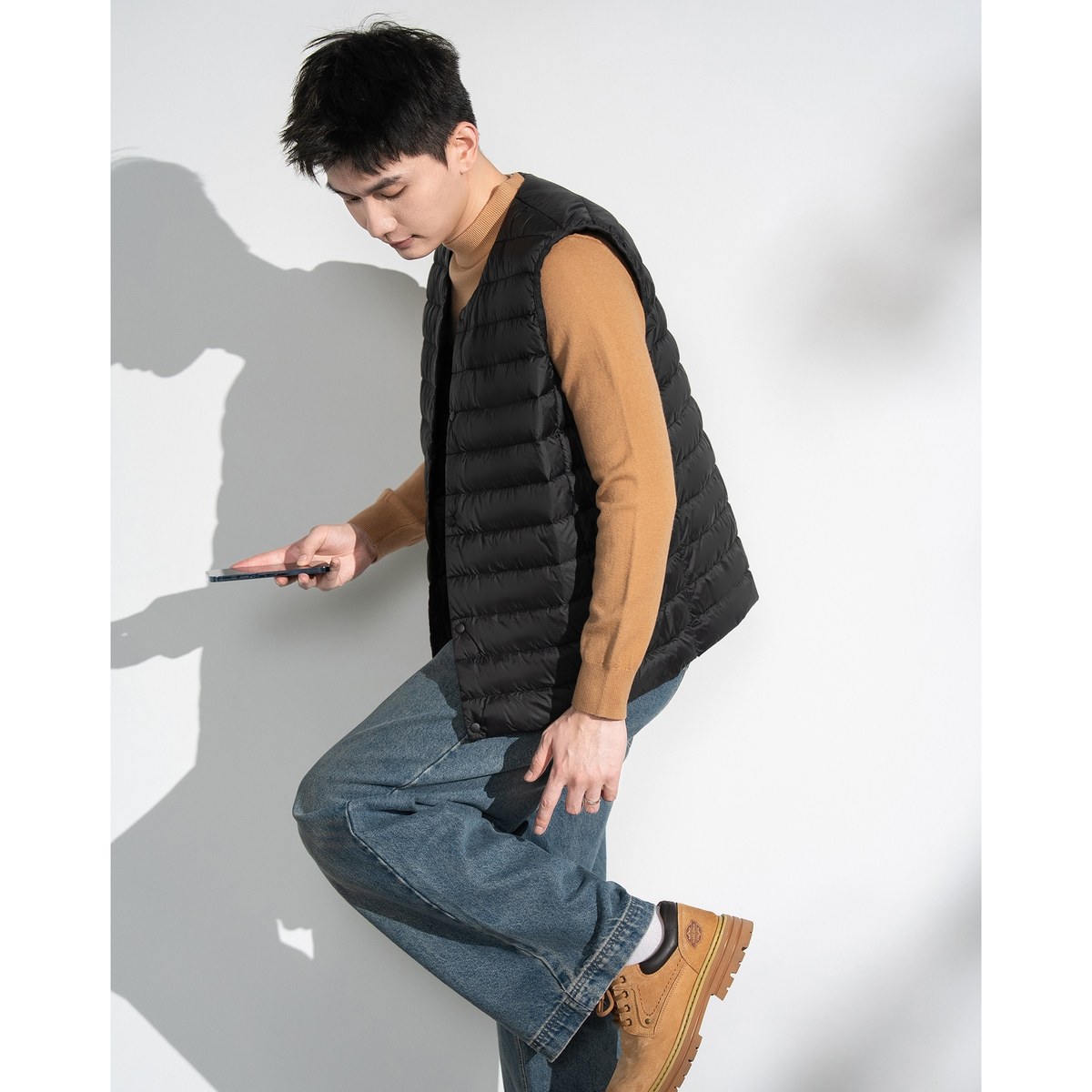 唐狮2025冬季男短款新款休闲简约百搭轻便保暖内胆羽绒服马甲