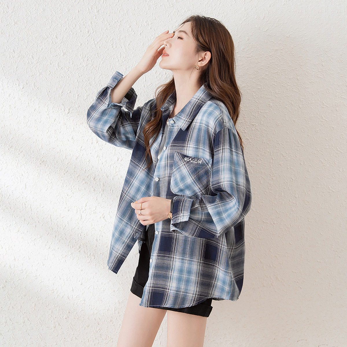 唐狮2026新款格子衬衫女长袖衬衣外套简约设计感时尚百搭