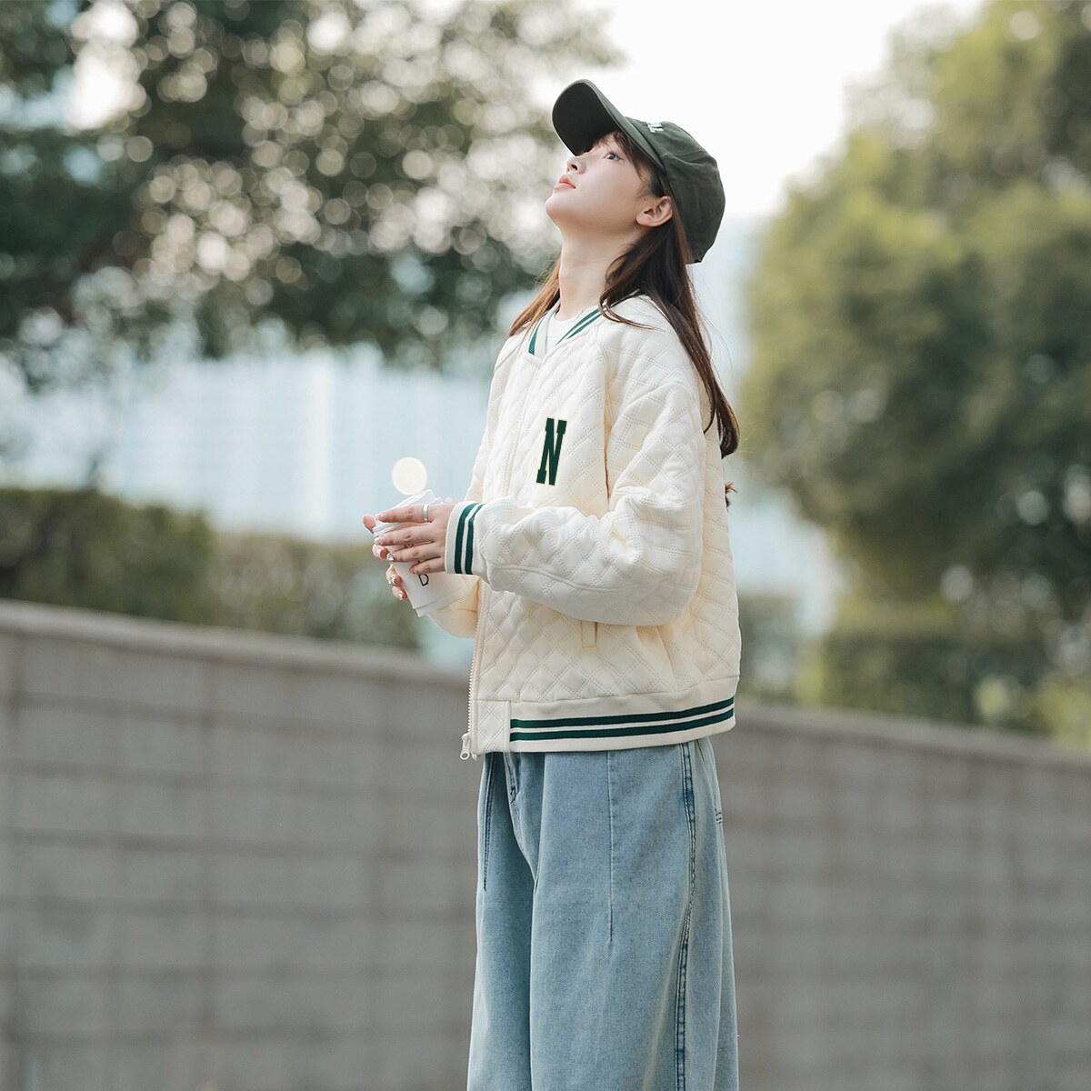 唐狮2026短款冬季休闲小菱格新款女棉衣设计感chic外套超好看w1