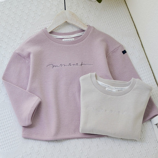 日单~纯棉宽松雅色系卫衣100-120女童宝宝纯色优雅日常舒适套头衫