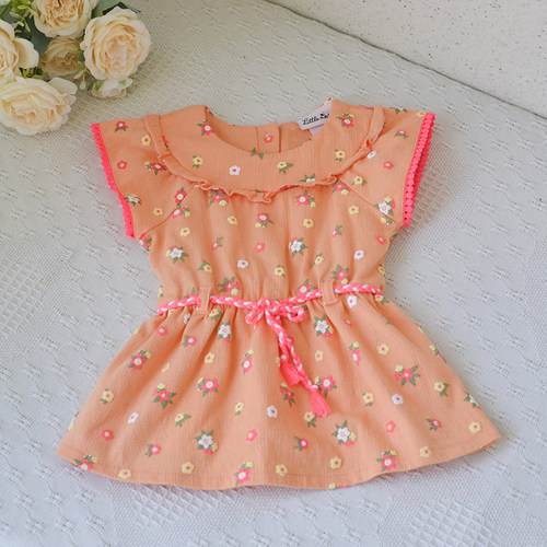 美单2-5女小童绣花透气连衣裙