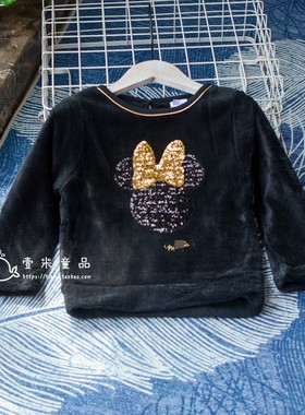 比毛衣暖和~2-6岁女宝宝小童白色毛绒卫衣珊瑚绒上衣冬季卡通圆领