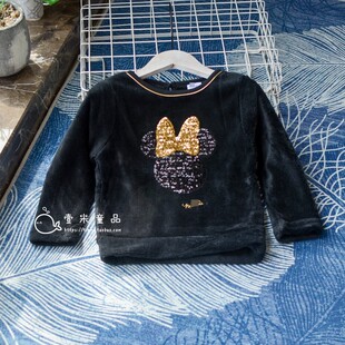 比毛衣暖和~2-6岁女宝宝小童白色毛绒卫衣珊瑚绒上衣冬季卡通圆领