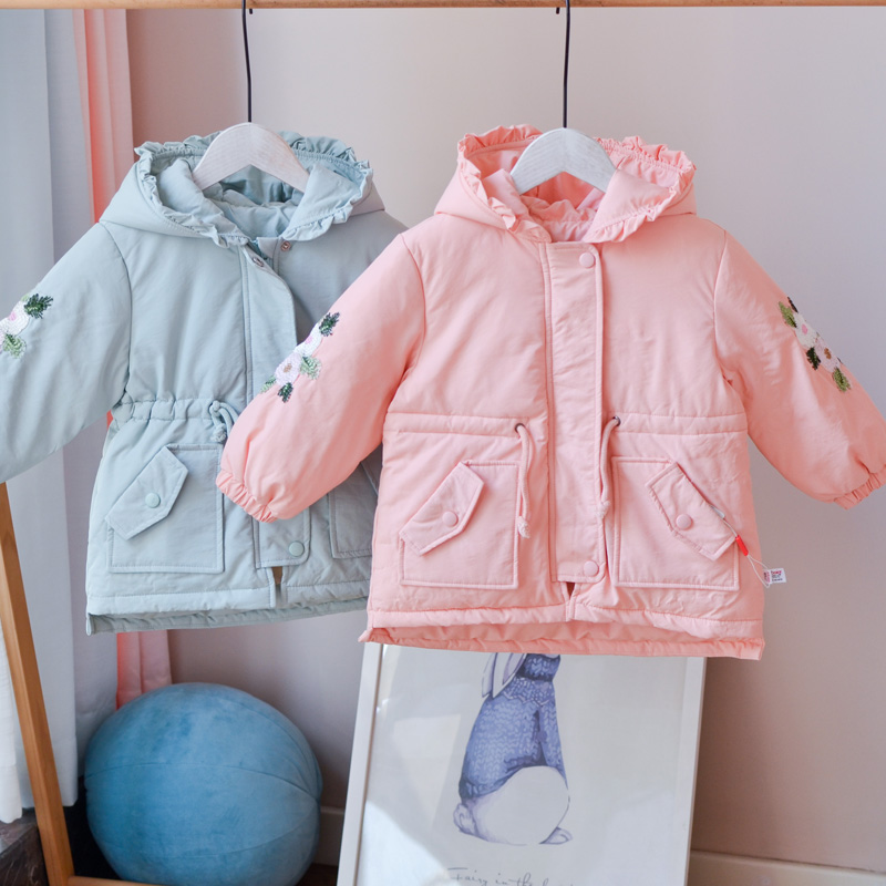 90-120女童棉衣刺绣加厚好看洋气