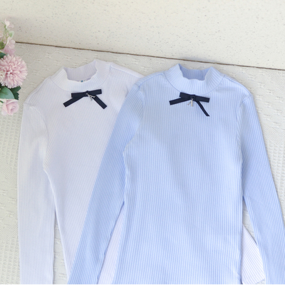 俄单122-164女童半高领紧身打底T