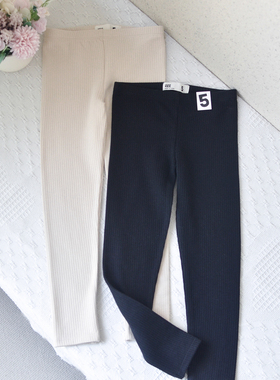 澳单~2-8岁女婴小宝宝坑条弹力薄绒打底裤中小童秋冬内搭外穿长裤