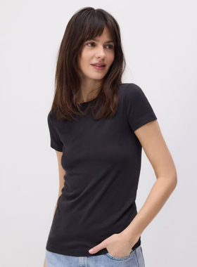 成人女装！！波兰时尚高duan~黑色夏季短袖T恤莫代尔柔软丝滑体恤