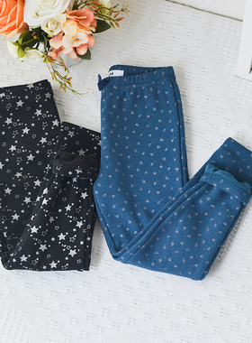 法单纯元~3-5女童宝宝中小童不倒绒秋冬加绒裤保暖印银时尚洋气