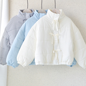 日单 厚软保暖上衣棉服 可爱风纯色棉衣中大童冬季 120 160女童日式