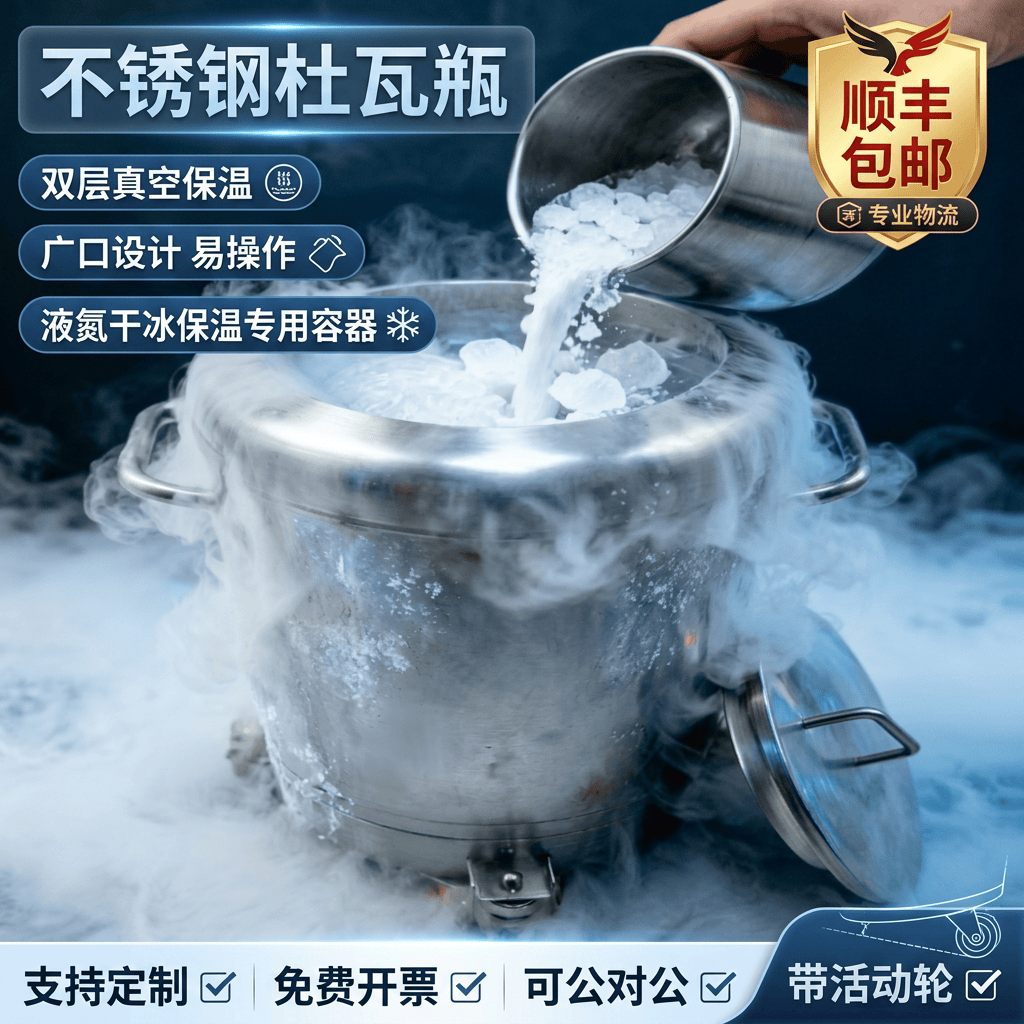 不锈钢杜瓦瓶工业生物容器广口液氮罐保温桶低温反应实验液氮干冰