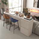 吧台桌家用客厅餐边柜一体奶油风横厅隔断沙发后背靠背柜岩板岛台