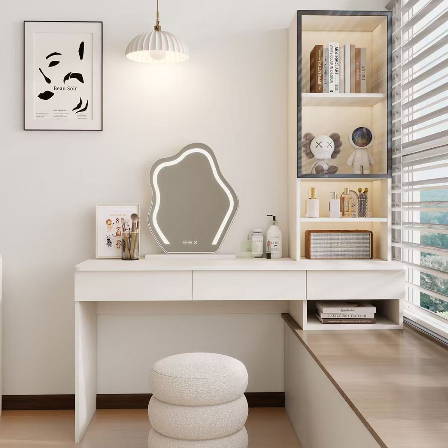 阳台飘窗柜书桌书柜一体储物柜卧室电脑桌学习桌简约现代边柜定制,住宅家具,飘窗柜,淘宝优惠券,粉丝福利购,淘宝优惠卷