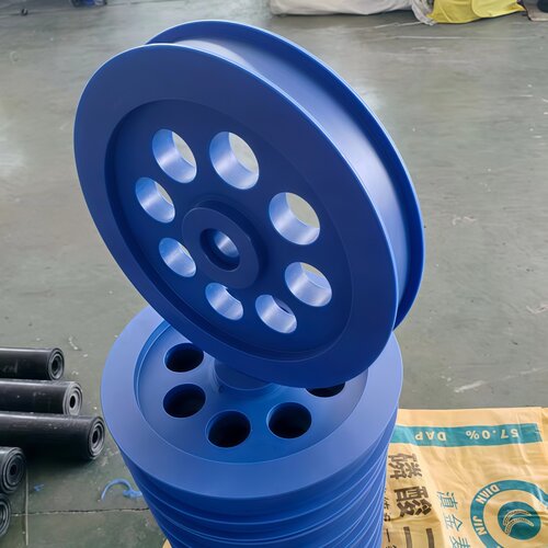 加工吊车用PA66含油尼龙滑轮电缆线缆轮MC铸型耐磨V型U型槽尼龙轮