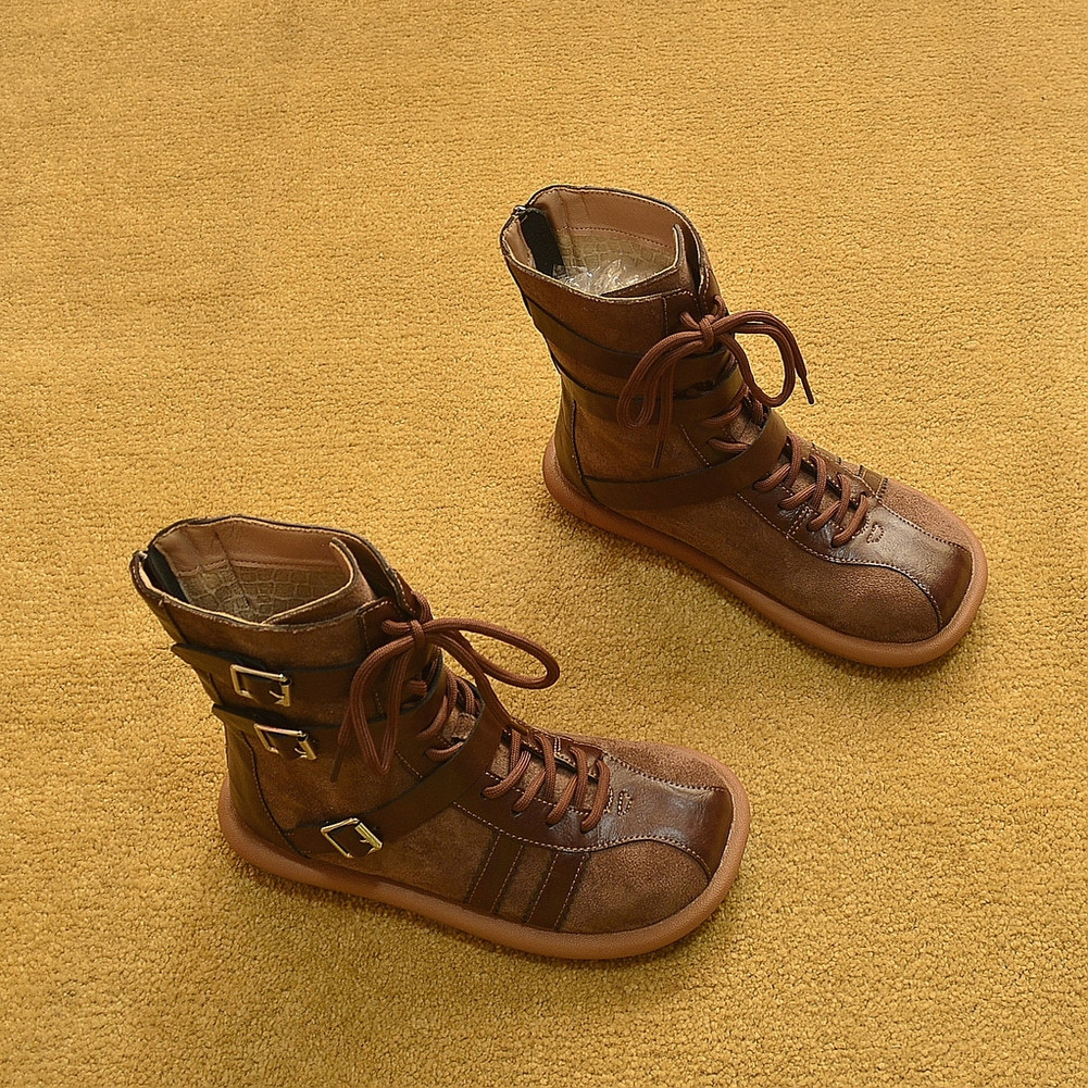 包邮2025新款外贸秋冬真皮平底短靴马丁靴英伦风骑士靴雪地靴女鞋