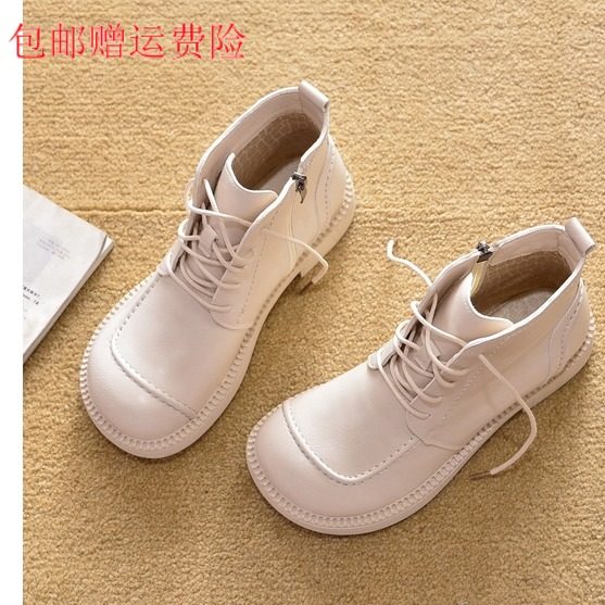 包邮2026新款外贸春秋平跟短靴平底马丁靴单靴踝靴短筒圆头女靴子