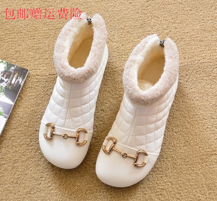 包邮2025新款外贸冬季平底短靴单靴平跟马丁靴羊羔毛及踝靴女靴子