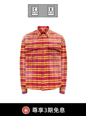 【BD CAVEMPT】橘红色大码春日格子衬衫外套美式复古设计感男款