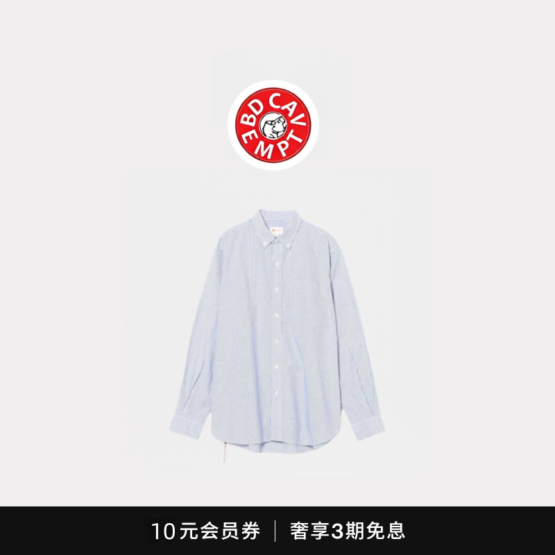 [5折现货]BD CAVEMPT休闲宽松百搭红绳牛津纺条纹纽扣长袖衬衫,男装,大码上装,淘宝优惠券,粉丝福利购,淘宝优惠卷