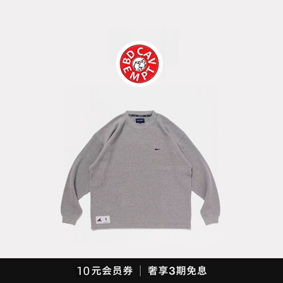 [5折现货]BD CAVEMPT华夫格日系潮牌宽松小鲸鱼刺绣圆领长袖卫衣