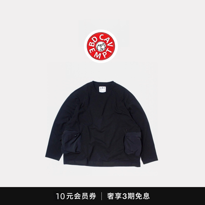 [5折现货]BD CAVEMPT户外机能山系拼接长袖T恤尼龙口袋宽松打底衫