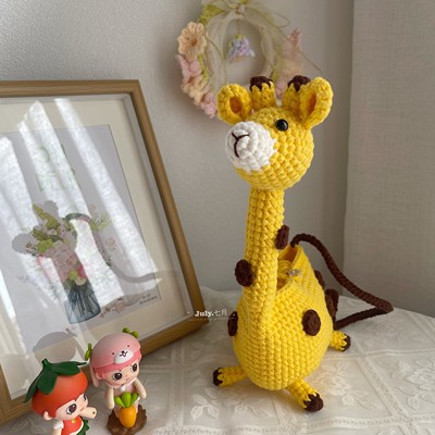手工diy钩织长颈鹿卡通牛奶棉