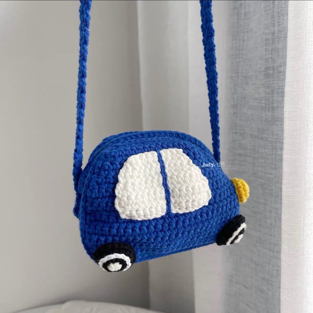 小汽车毛线编织手工diy宝宝 男孩单肩斜跨包手拎包牛奶棉蛋袋蛋兜