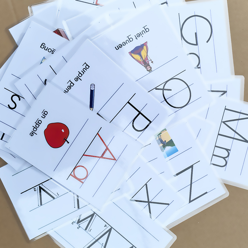 新版本冀教版小学英语单词26字母带笔顺卡片三教学闪卡教具塑封