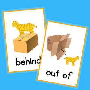 英文闪卡位置介词22张介词大卡片早教启蒙幼儿园小学英语教师教具