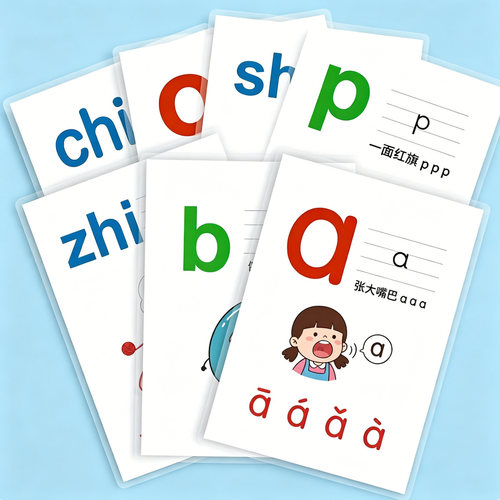 汉语拼音字母卡片幼儿园一年级语文声母韵母拼读早教启蒙教师学具