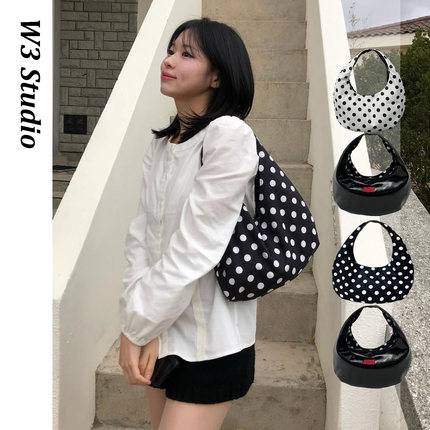 W3Studio韩国小众kanari双面波点托特包大容量简约百搭手提单肩包