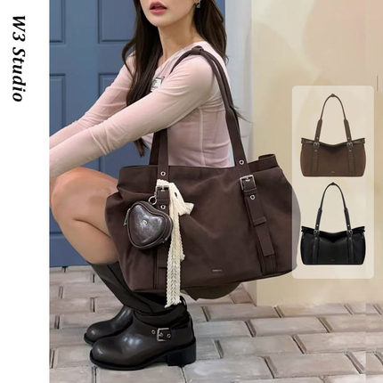 韩国小众stand棕色托特包许允真ins百搭大容量通勤腋下单肩包女
