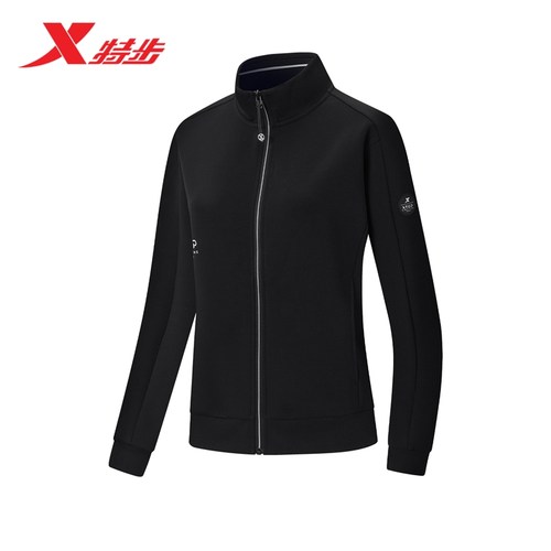 特步外套女秋季新款弹力宽松女装训练针织上衣瑜伽服975328060038