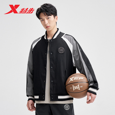 特步男外套2025秋季新款梭织上衣开衫学院风休闲夹克976329120288