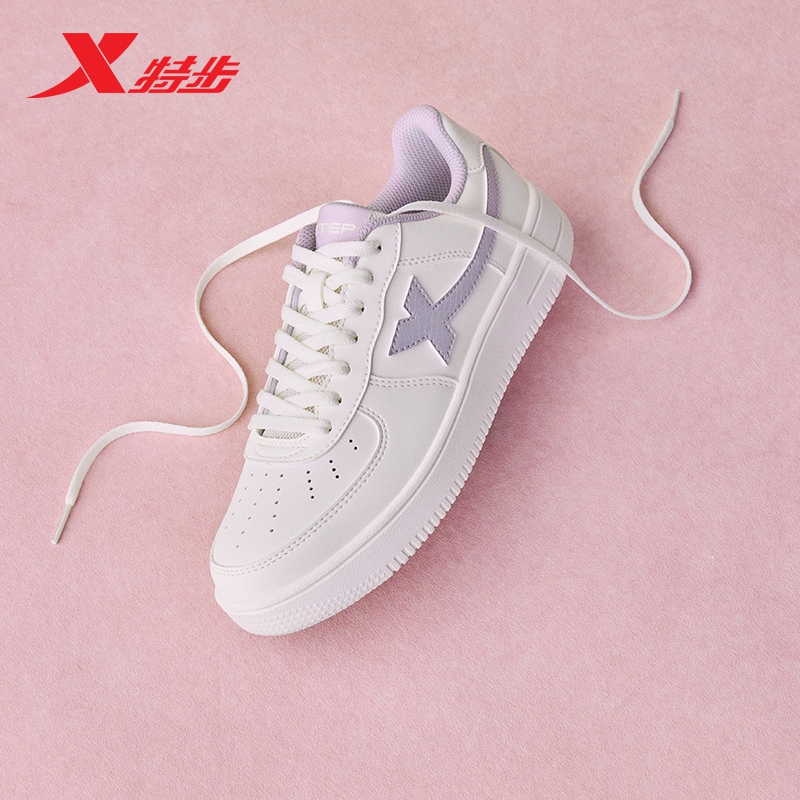 特步小白鞋女2025秋冬情侣休闲鞋子男鞋空军一号百搭运动鞋板鞋