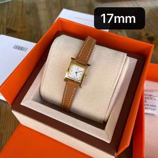 金棕金扣17mm epsom表帶H手表 荔枝紋真皮石英熱銷女表H迷你