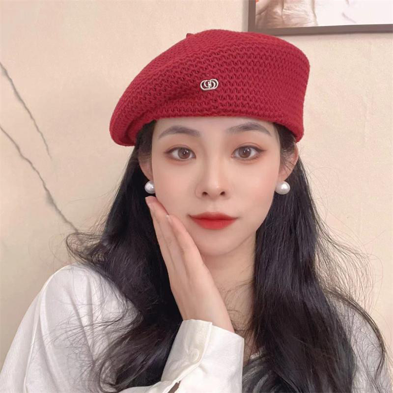 帽子女款2024新款定型压褶显气质春夏贝雷帽女百搭显脸小透气画家
