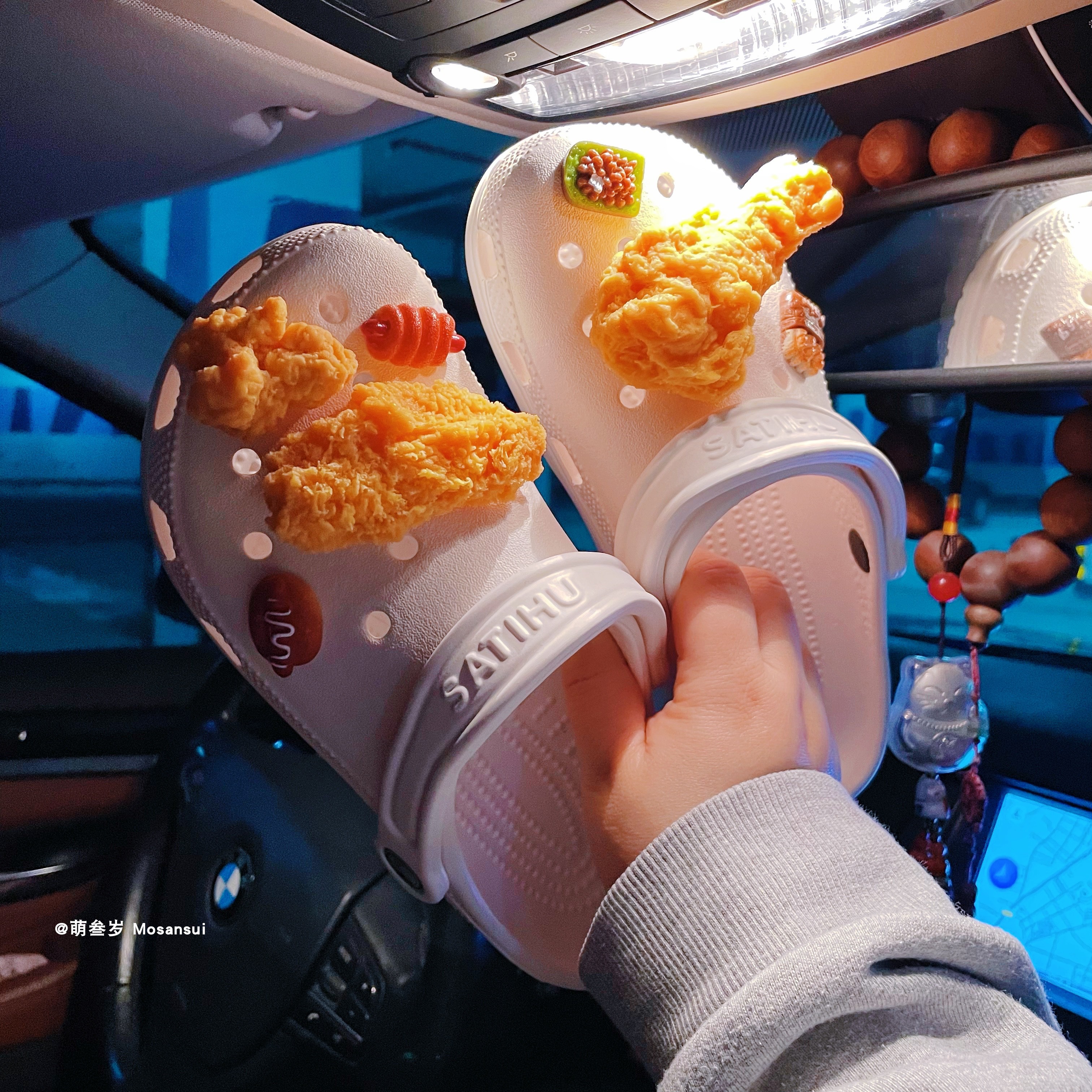 适配crocs洞洞鞋配件花园鞋上的装饰diy仿真食玩炸鸡饰品创意