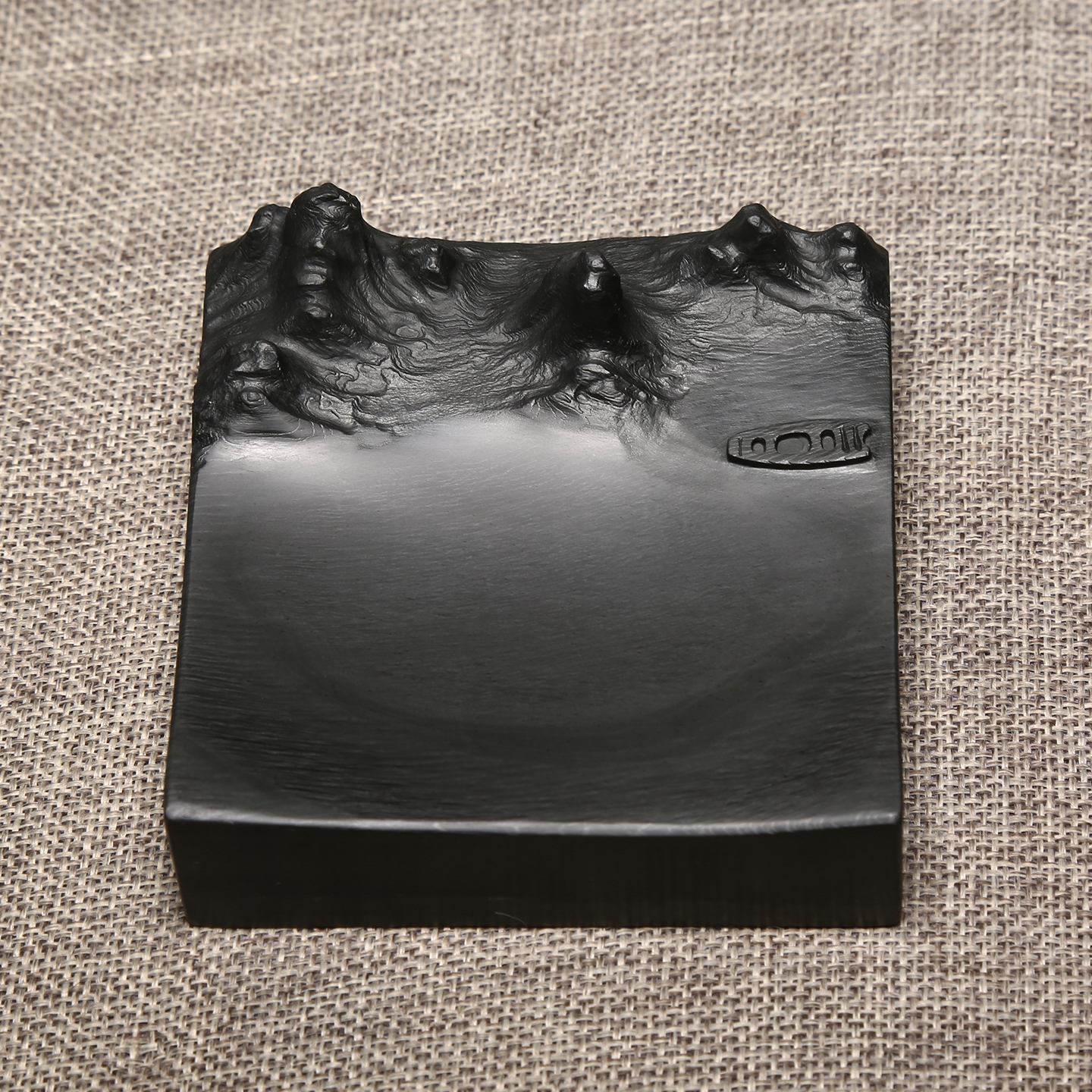 维新名师名砚/匠心非遗歙砚意境作品/观山/手工立体浮雕老坑籽料砚台文房办公室高档摆件送礼佳品收藏