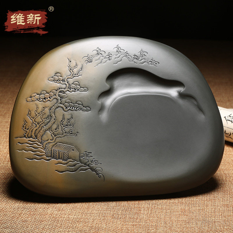 匠心非遗名师歙砚许亚祥大师作品手工雕刻老坑精品龙尾山老坑金晕籽料