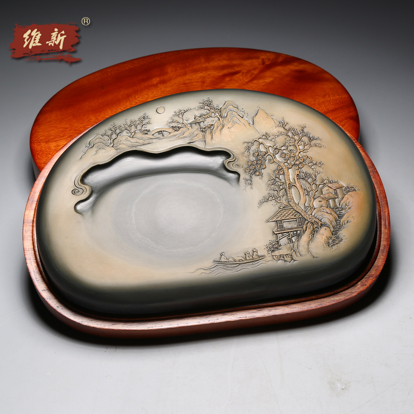 名师作品老坑砚台天然原石歙砚
