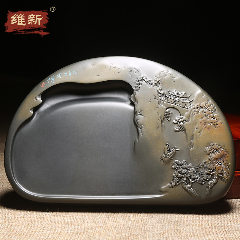 名师作品老坑砚台天然原石歙砚