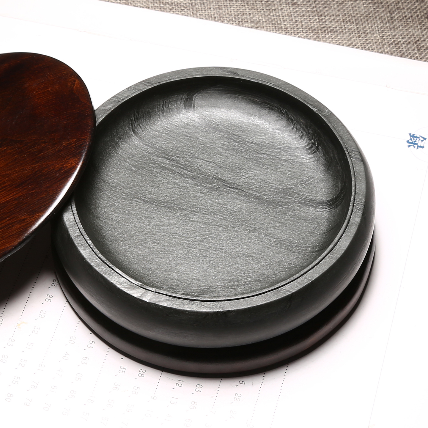 维新名师手工歙砚《墨碟砚》素池砚台简约实用天然原石老坑眉纹砚石文房四宝摆件砚台收藏素砚佳品高档送礼