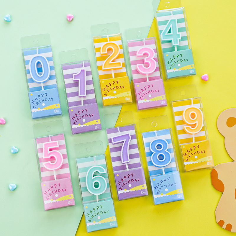 网红数字0-9糖果色生日蜡烛