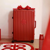 漫游酒红色行李箱结婚箱子新娘陪嫁箱皮箱拉杆箱密码 嫁妆旅行箱女