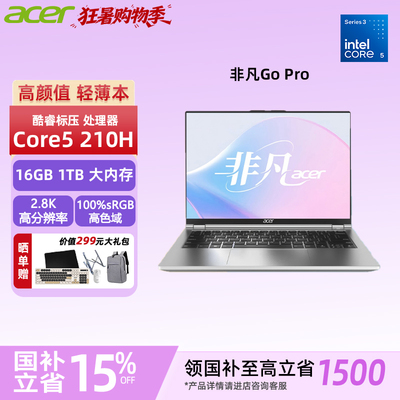【政府补贴】宏碁（acer）非凡Go Pro14英寸2.5/2.8K轻薄本 办公本商务便携设计笔记本电脑大学生